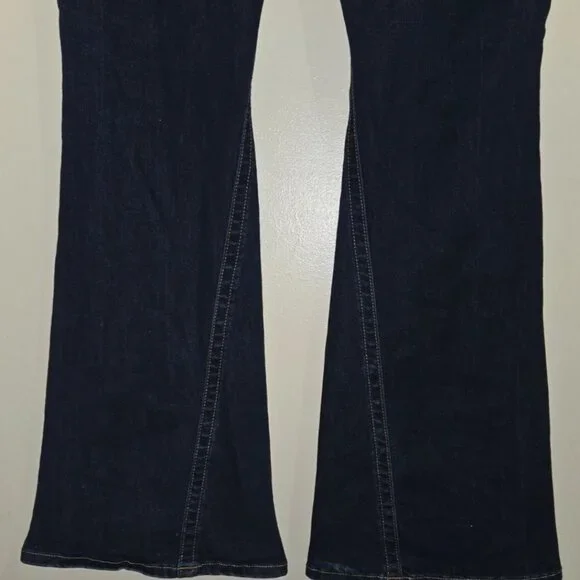 True Religion Joey Style Jeans 33 x 32 Low Rise Vintage Flare Dark Wash Pocket - Picture 5 of 8